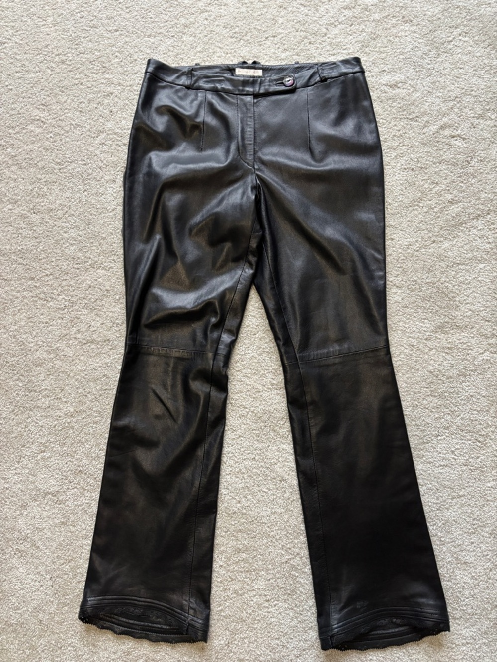 Antonio Berardi Black Genuine Leather Bootcut Pants Size 44 (US 8-10)